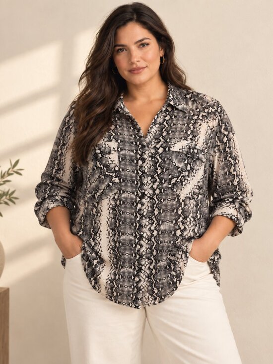 Wrangler Retro Tops - Wrangler Pearl Snap 3XL Snake Print Western Retro Cowgirl Shirt Black White